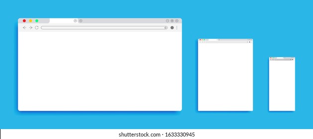 Three different Browser  in flat style for web. Vector illustration element.