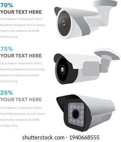 Three different camera product narrative vector illustration premium vector