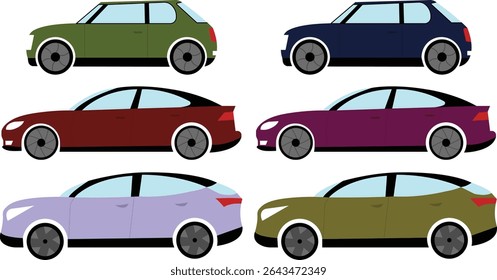 Drei verschiedene Autos Limousine, Hatchback und SUV Vektorgrafik