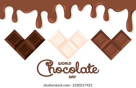 Three different chocolate bars World chocolate day poster Vector