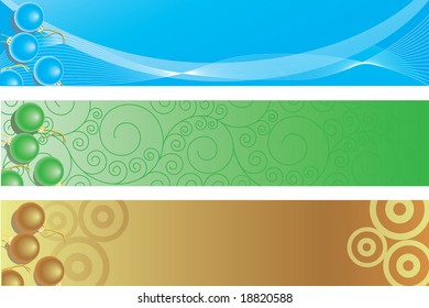 three different Christrmas banners, eps vector illustration