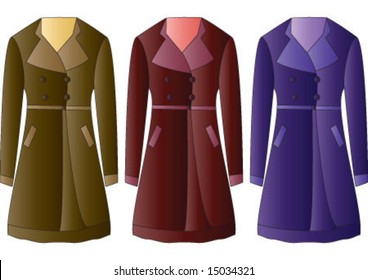 in three different color fashion coat for women