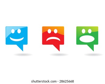 three different color glossy web elements.