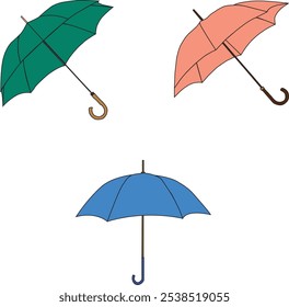 Three different color of umbrella in vector