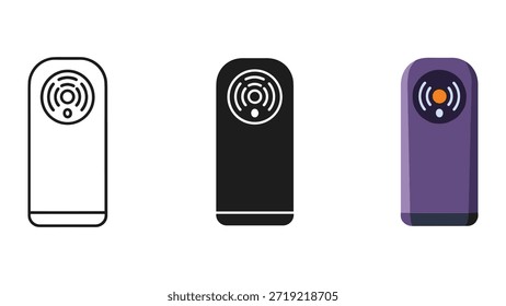 Tres variaciones de color diferentes de un dispositivo portátil