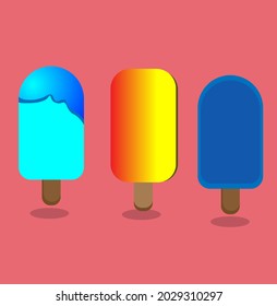 Three different colored ice cream vector model