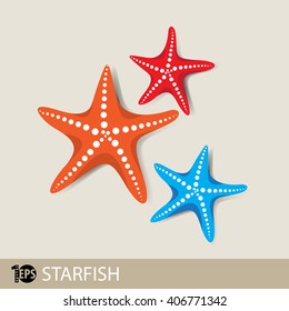 Three Different Colored Starfish, Eps10 Vector