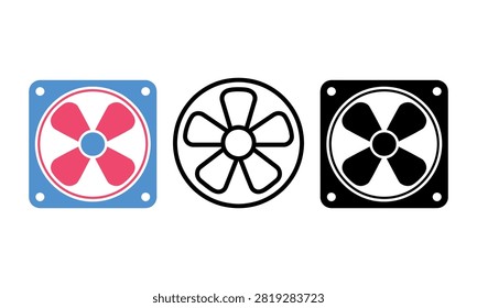 Three different computer fan designs with four blade styles
