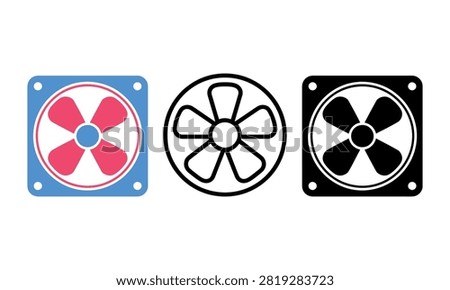 Three different computer fan designs with four blade styles