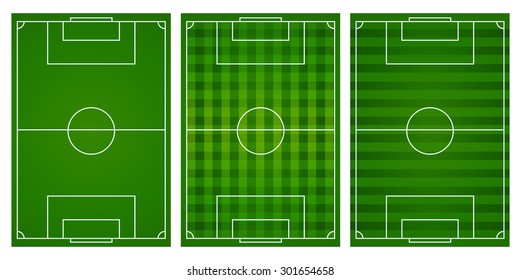 Three different cut of green on the football court