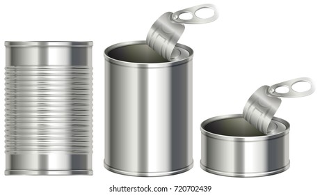 Tres diseños diferentes de ilustración de latas de aluminio