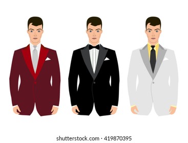 three different dressed men, 3D illustration