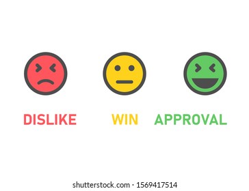 Three different feedback emotions on white background. Vector illustration.
