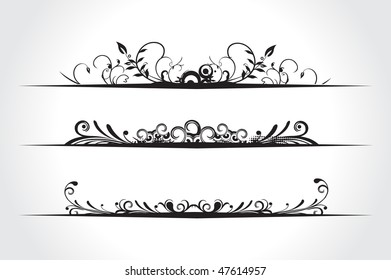 three different floral banners with place for your text. vector illustration