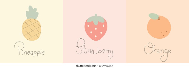 Three Different Fruit Flavor Menu Illustration