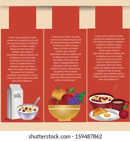 three different group of breakfast for a good nutrition