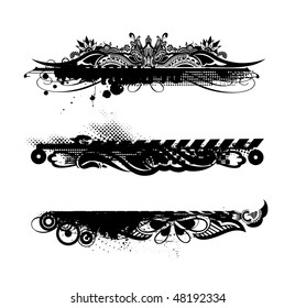 three different Grunge banners with place for your text , vector illustration