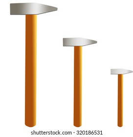 three different hammer sizes