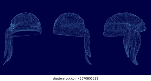 Three different hats are shown in a blue background. The hats are all different styles and colors, but they all have a similar design. The hats are arranged in a row, with the first hat on the left