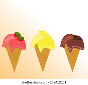 Three different ice cream