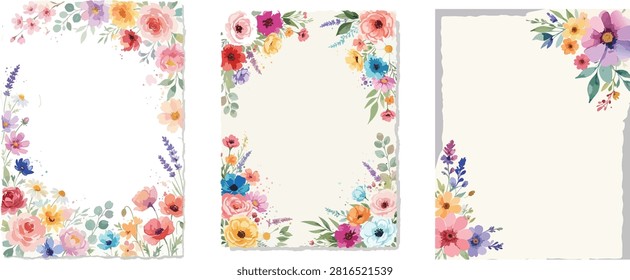 Three different kind of floral design for letter head 