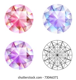 Three different kind of gems isolated on the white