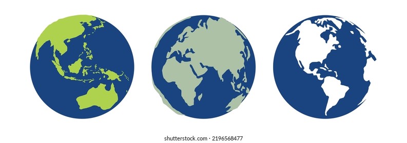 three different kind of planet earth isolated on white background. good for infographic.