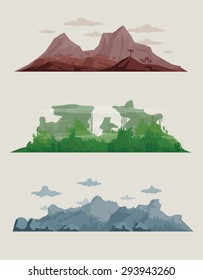 Three different landscapes, vector illustration