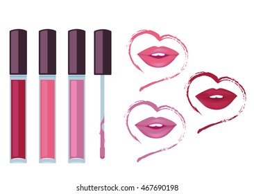 three different lipstick red pink purple matte lips