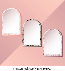 Three Different Marble Patterns Windows Collection, Marble Frames