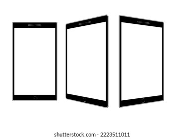 Three different mobile phones, great design for any purpose. Smart device mockup. Smartphone display mockup. Smartphone mockup white screen. Modern communication. Modern technology device screen.