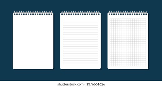 Three different notebooks in a cell, in a line and plain, a picture on a blue background. Three are arranged vertically.