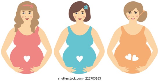 three different pregnant women