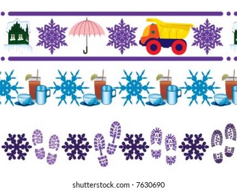 Three different ribbon kind  christmas border