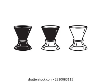 Three different shaded chess pawn pieces in a row on white