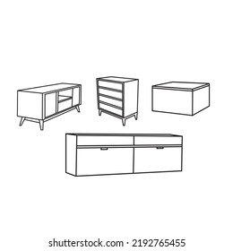 Three Different Shapes Cupboard Or Organizer Furniture. Vector Illustration