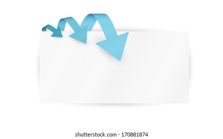 three different size of arrows with paper on white background