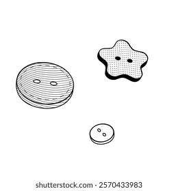 Three Different Size of Buttons on white background