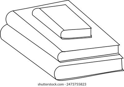 three different sizes books are put on top of each other illustration for coloring book