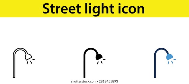 Three different street light icons in simple vector style design