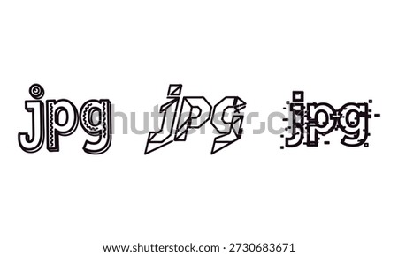Three different styles of jpg file format logo designs