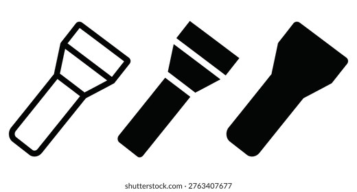 Three different styles of putty knives shown in black and white silhouette. Vector Camping Icons