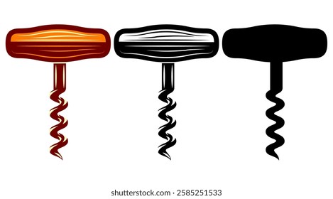 Three different styles of wine openers displayed in a row with distinct colors and designs for easy comparison and selection.