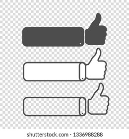 three different thumbs up likes on empty background