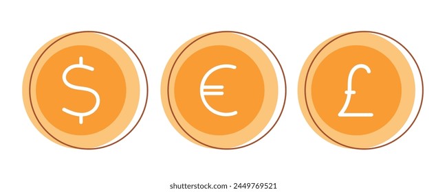 Three Different Types of Currency Displayed