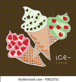 Three different types of ice-cream cone