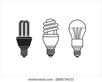 Three different types of light bulbs for energy efficiency comparison