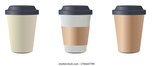 
Three different types of paper cups for coffee