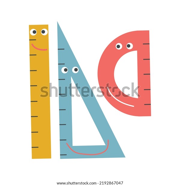 Three Different Types Rulers Cartoon Style เวกเตอร์สต็อก (ปลอดค่า