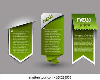 three different web style banner elements design.